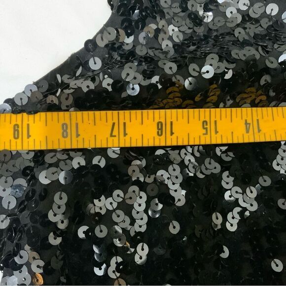 St. John Cowl Neck Top Women size 12 Metallic Sequin Black Event - Picture 13 of 14